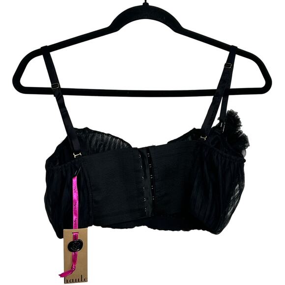 NWT Carol Malony Black Ruched Lace Bralette 34D NWT USA Made Designer Lingerie - Picture 3 of 12